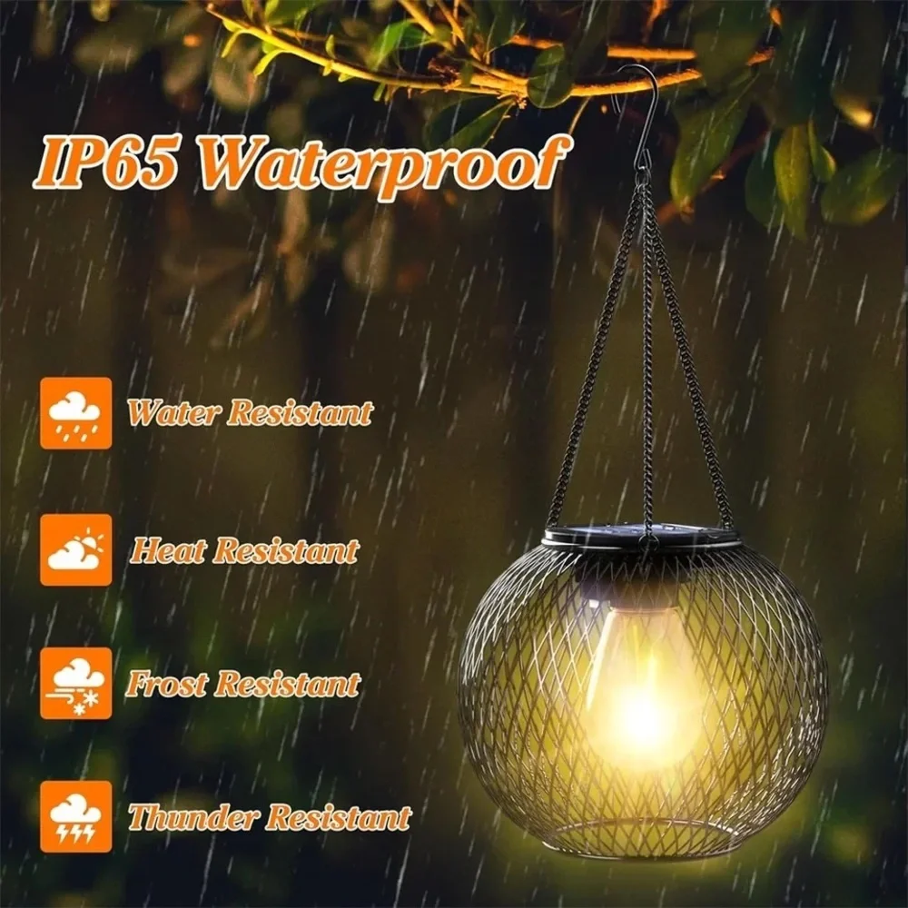 1 Solar Lantern Outdoor Metal Lights Decorative Indoor Hanging Lights Waterproof